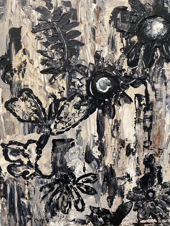 d.Krumbach Other - Designer Fashion Wall Art Black & Cream Abstract Canvas Painting Art Wall Decor